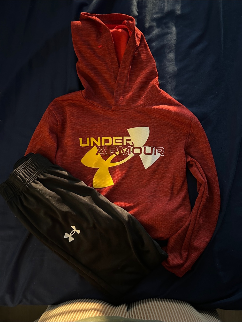 Under Armour Red Hoodie with Yellow and White Logo